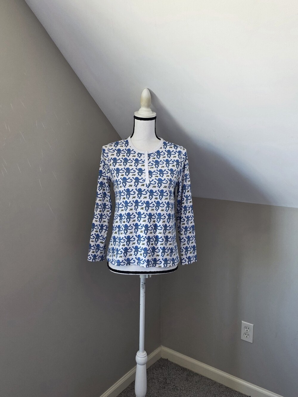 Roller Rabbit Blue Monkey Pajama Top